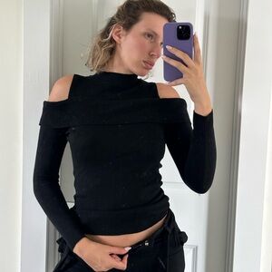 Black Cold Shoulder Sweater